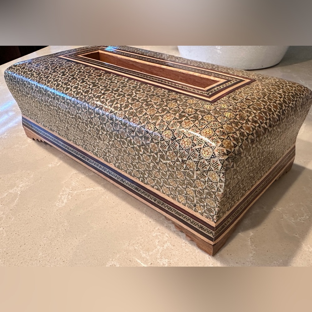 Hand made wooden tissue holder